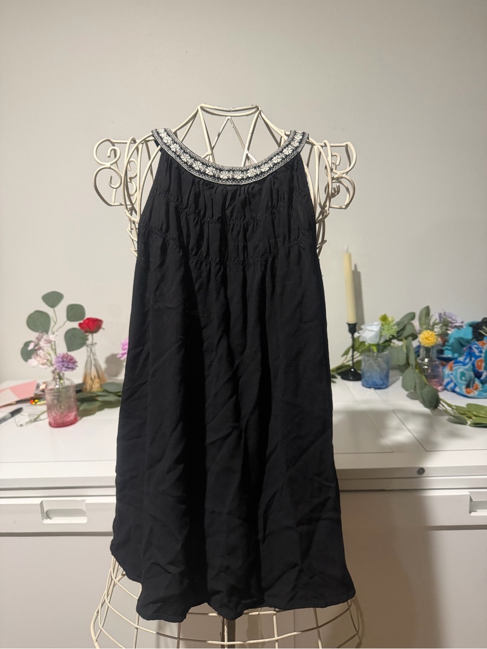 Daniel Rainn Black Tank Top with Embellished Neckline